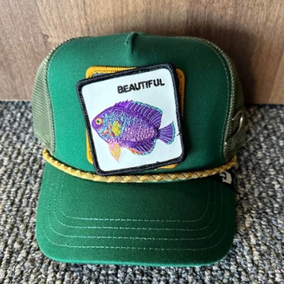 Goorin Animal Trucker Baseball Snapback Hat Cap Broken Camera Beautiful Fish